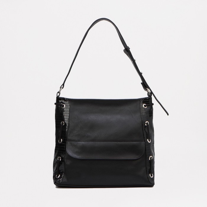 Сумка-шопер на молнии, 2 наружных кармана, цвет чёрный 
Сумка-шопер на молнии, 2 наружных кармана, цвет чёрный