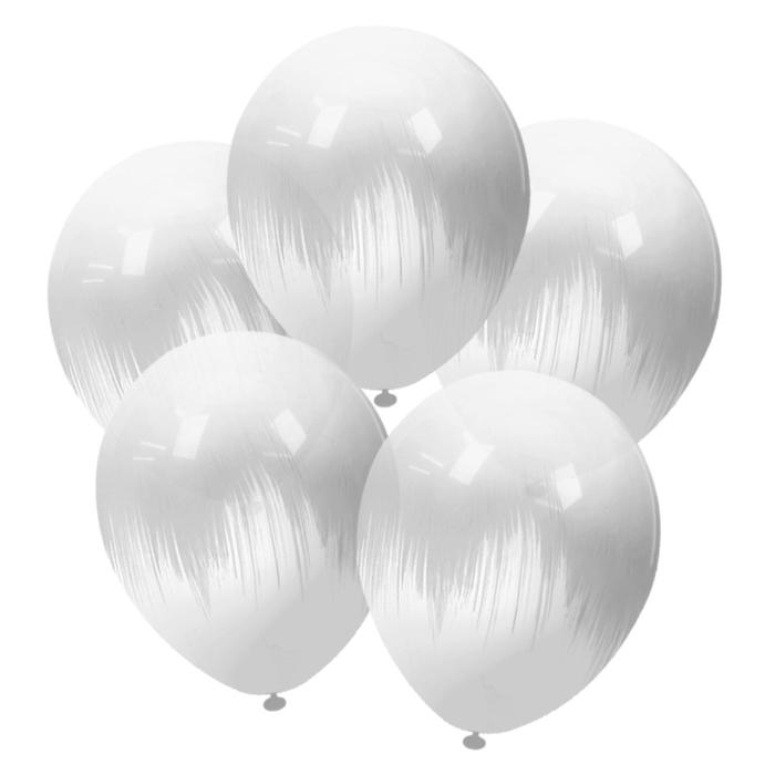 Шар латексный 12" браш, белый кристал, набор 5шт.
Шар латексный 12" браш, белый кристал, набор 5шт.