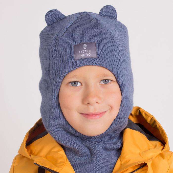 фото Шапка-шлем для мальчика, цвет индиго, размер 46-50 hoh loon