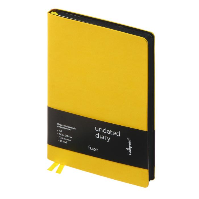Ежедневник недатированный Fuze A5, 136 листов в клетку, кожзам, жёлтый, чёрный срез, 2 ляссе, перфорированные уголки
Ежедневник недатированный Fuze A5, 136 листов в клетку, кожзам, жёлтый, чёрный срез, 2 ляссе, перфорированные уголки