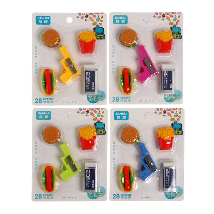 Набор фигурных ластиков, 4 штуки+точилка, МИКС
Набор фигурных ластиков, 4 штуки+точилка, МИКС