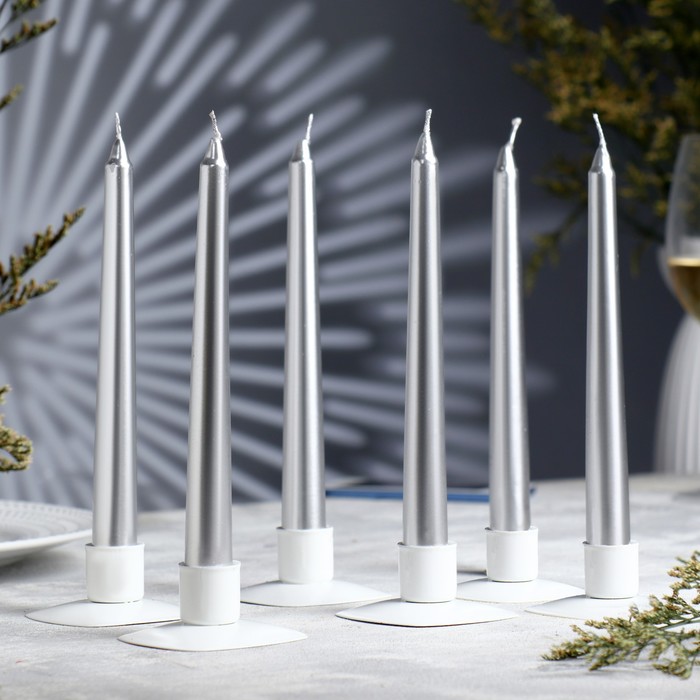 Набор античных свечей, 1,9х20 см, 6 штук, серебряный металлик
Набор античных свечей, 1,9х20 см, 6 штук, серебряный металлик