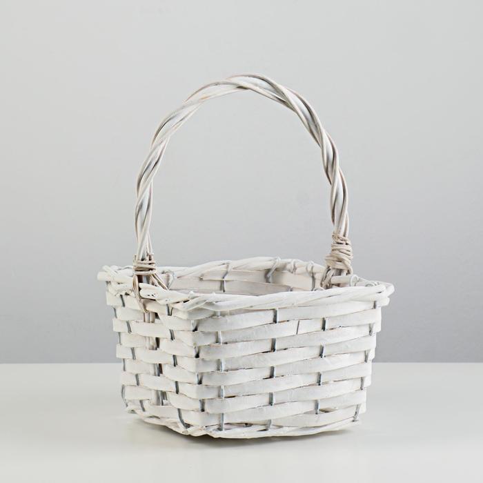 фото Корзина плетеная (ива), 17x17x11/24 см, белый
