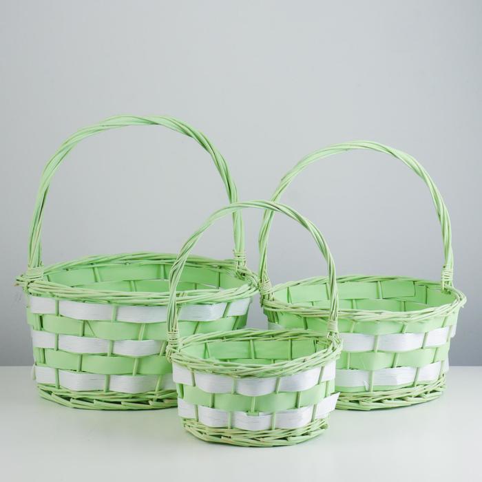 Набор корзин плетеных (ива), D34х16/38 см, D29х13,5/33 см, D24х11/28 см, 3 шт., салатовый с
Набор корзин плетеных (ива), D34х16/38 см, D29х13,5/33 см, D24х11/28 см, 3 шт., салатовый с