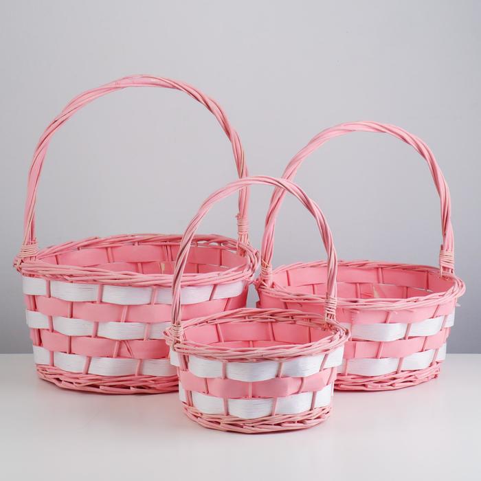Набор корзин плетеных (ива), D34х16/38 см, D29х13,5/33 см, D24х11/28 см, 3 шт., розовый с бе
Набор корзин плетеных (ива), D34х16/38 см, D29х13,5/33 см, D24х11/28 см, 3 шт., розовый с бе