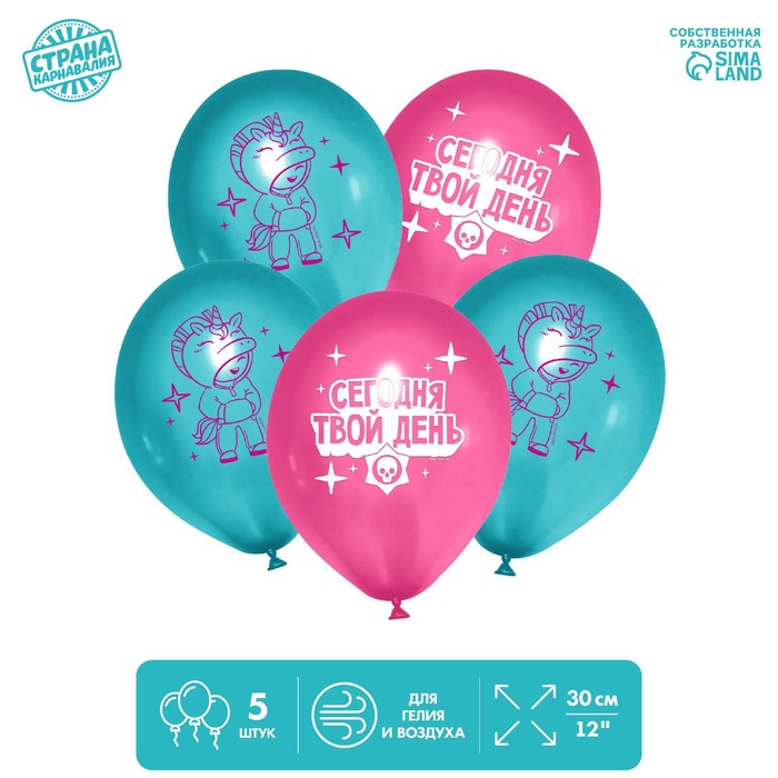 Шар латексный 12" «Сегодня твой день», 5 шт. 
Шар латексный 12" «Сегодня твой день», 5 шт.