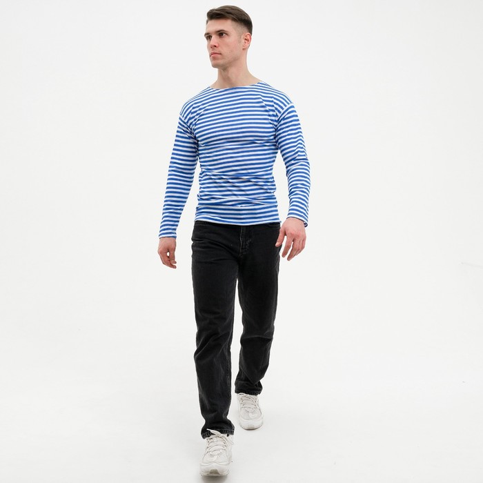 фото Лонгслив мужской, цвет белый/полоска, размер 58