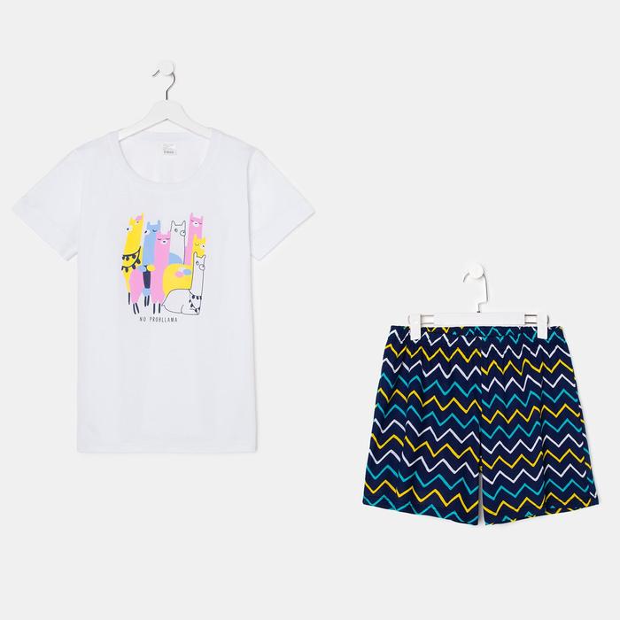 Комплект женский (футболка, шорты), цвет белый, размер 46
Комплект женский (футболка, шорты), цвет белый, размер 46