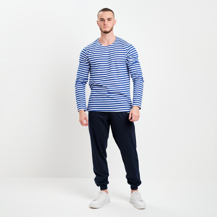 фото Лонгслив мужской, цвет белый/полоска, размер 54