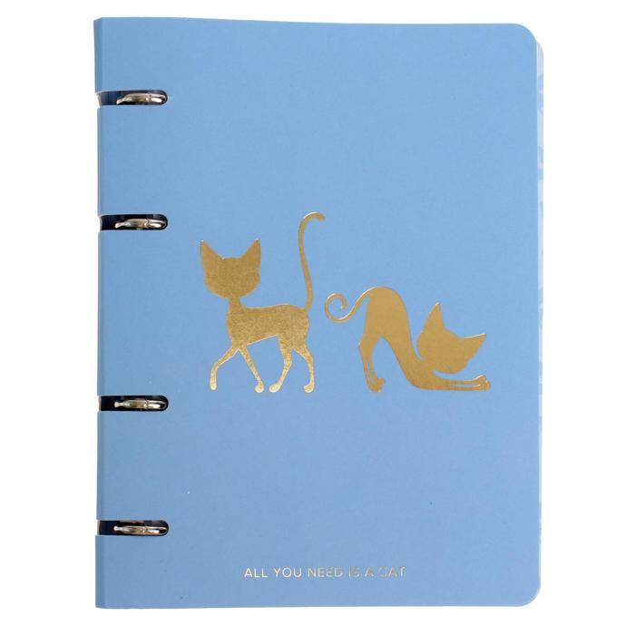 Тетрадь на 4-х кольцах А5, 100 листов в клетку "Кошки", обложка мелованный картон, ламинация Soft-Touch, тиснение фольгой, блок офсет 
Тетрадь на 4-х кольцах А5, 100 листов в клетку "Кошки", обложка мелованный картон, ламинация Soft-Touch, тиснение фольгой, блок офсет