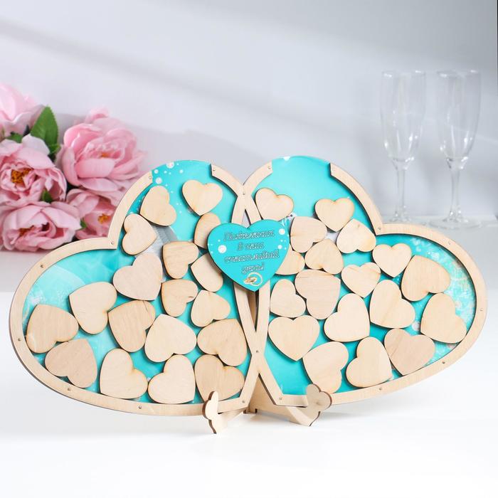 Сувенир "Сердца для пожеланий на свадьбу", 41х23х10 см, ламинация, дерево 
Сувенир "Сердца для пожеланий на свадьбу", 41х23х10 см, ламинация, дерево