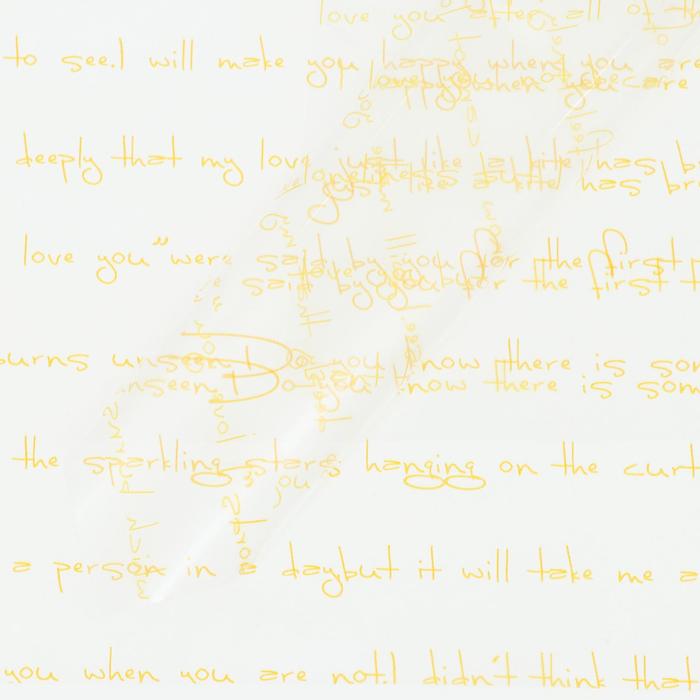 Пленка для декора и флористики, золотистая, универсальная, однотонная, "Письмо" глянцевая, лист 1шт., 58 х58 см
Пленка для декора и флористики, золотистая, универсальная, однотонная, "Письмо" глянцевая, лист 1шт., 58 х58 см