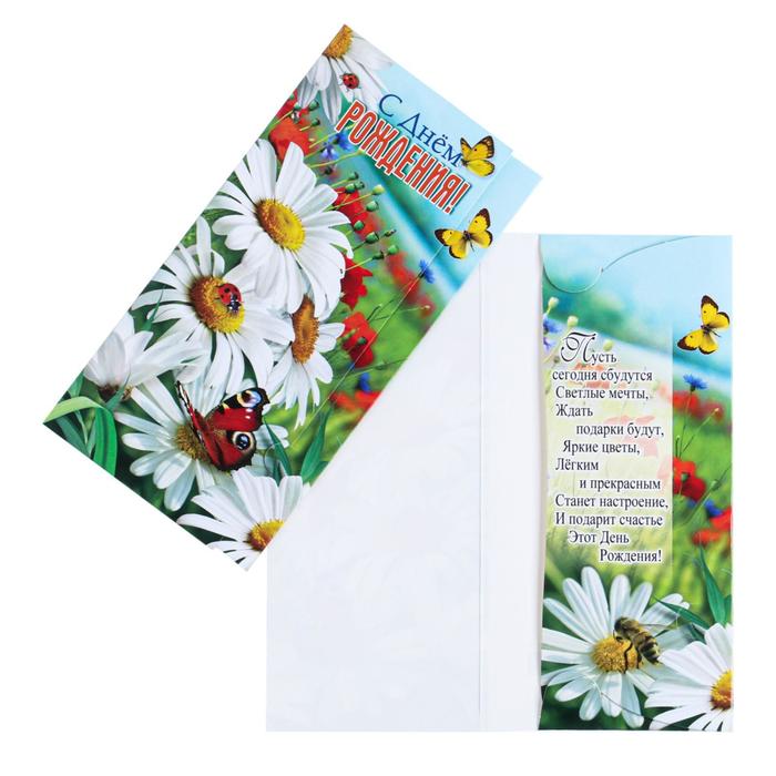 Конверт для денег "С Днем Рождения!" ромашки, божья коровка
Конверт для денег "С Днем Рождения!" ромашки, божья коровка
