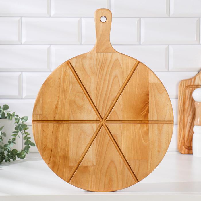 Доска для пиццы из массива березы с ручкой на 6 кусков, д=32, толщина 1,8 см.
Доска для пиццы из массива березы с ручкой на 6 кусков, д=32, толщина 1,8 см.