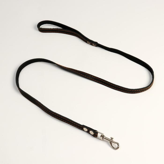 Поводок кожаный однослойный, простроченный, 1.41 м х 1.5 см, черный
Поводок кожаный однослойный, простроченный, 1.41 м х 1.5 см, черный
