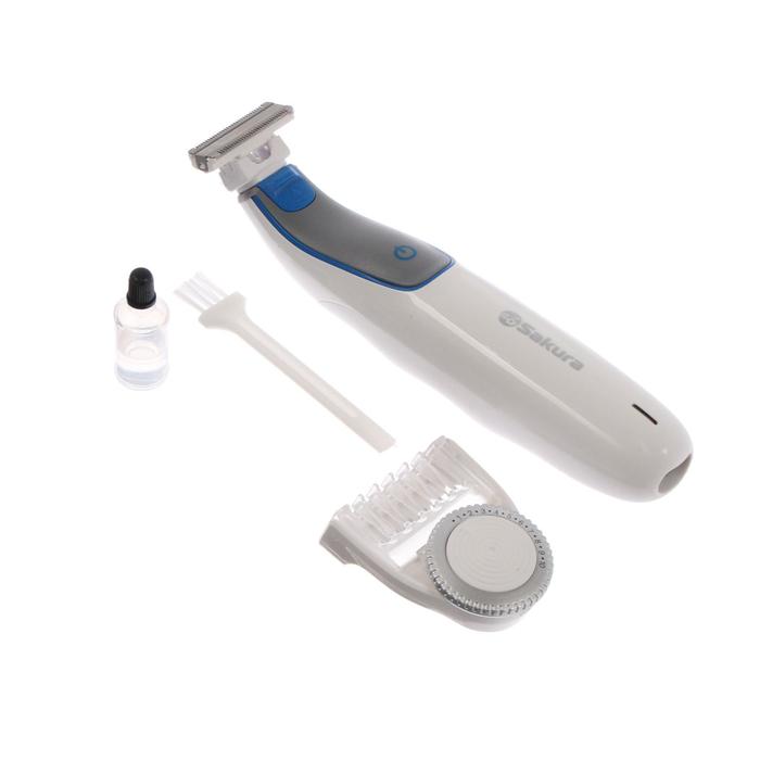 Триммер Sakura SA-5530W, для бороды/усов/висков, 2 насадки, АКБ/адаптер, бело-синий
Триммер Sakura SA-5530W, для бороды/усов/висков, 2 насадки, АКБ/адаптер, бело-синий