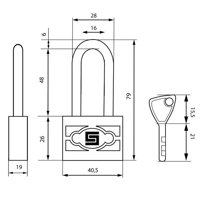 фото Замок навесной "булат" вс 3-п40-01 пл d=6 мм