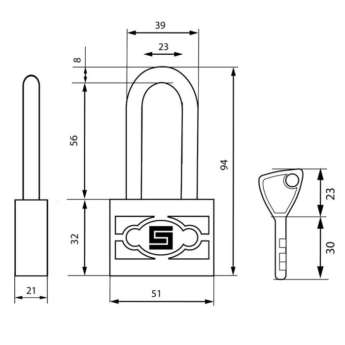 фото Замок навесной "булат" вс 3-п50-01 пл d=7,5мм