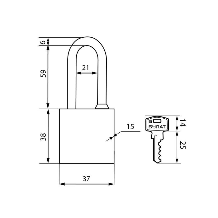 фото Замок навесной "булат" вс 364-01 d=6 мм