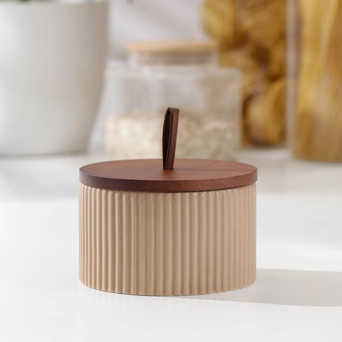 Банка для сыпучих продуктов «Дымка», 500 мл, 12×8 см, цвет бежевый