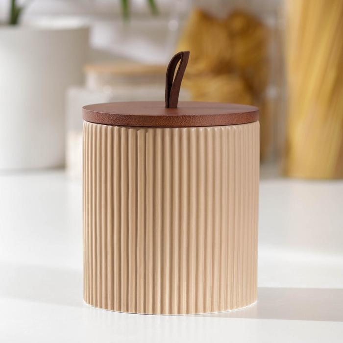 Банка для сыпучих продуктов «Дымка», 950 мл, 12×12 см, цвет бежевый 
Банка для сыпучих продуктов «Дымка», 950 мл, 12×12 см, цвет бежевый