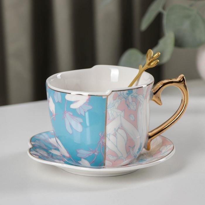 фото Чайная пара с ложкой «дабл», чашка 280 мл, блюдце d=13,5 см