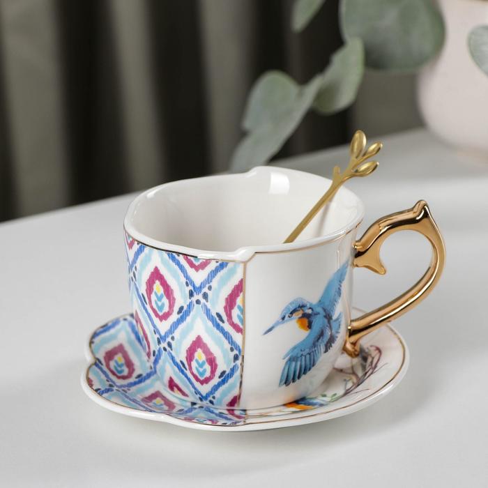 фото Чайная пара с ложкой «дабл», чашка 280 мл, блюдце d=13,5 см
