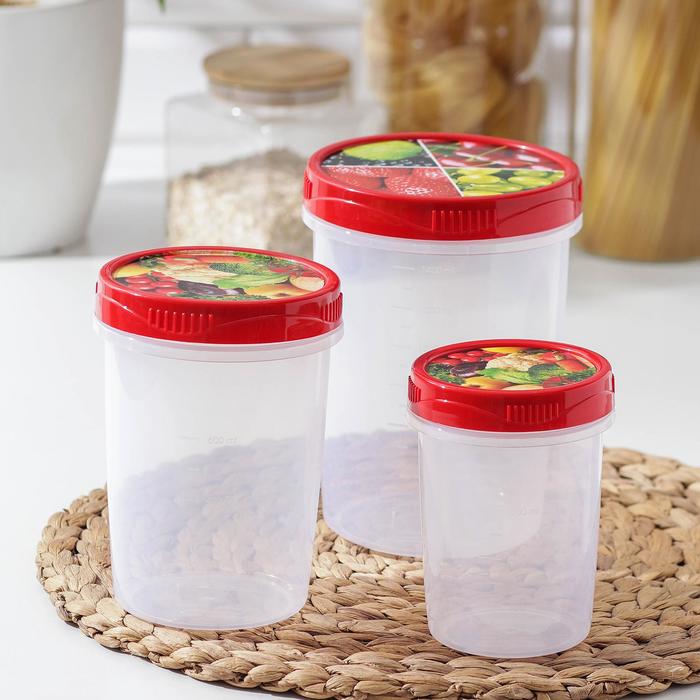 Набор банок для сыпучих продуктов, 3 шт: 0,5 л, 1 л, 1,5 л, 8,5×12 см, 10,5×15 см, 12,5×17,5 см, цвет МИКС
Набор банок для сыпучих продуктов, 3 шт: 0,5 л, 1 л, 1,5 л, 8,5×12 см, 10,5×15 см, 12,5×17,5 см, цвет МИКС