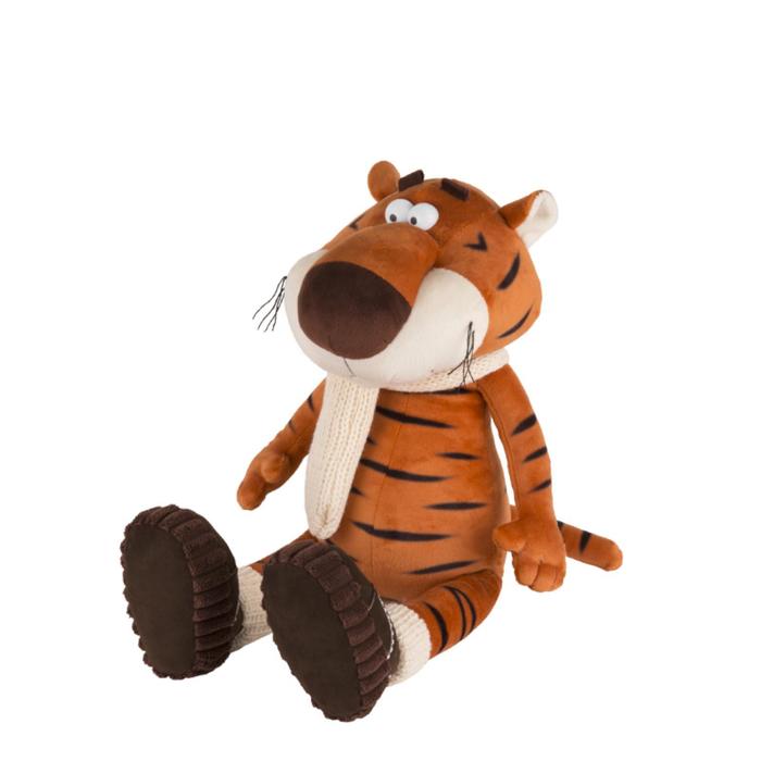 фото Мягкая игрушка «тигр костян в вязаном шарфе и уггах», 20 см maxitoys luxury
