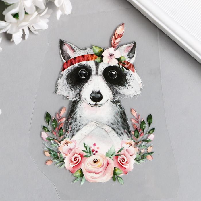 Термонаклейка "Енотик-индеец в цветах" 10х7 см 
Термонаклейка "Енотик-индеец в цветах" 10х7 см