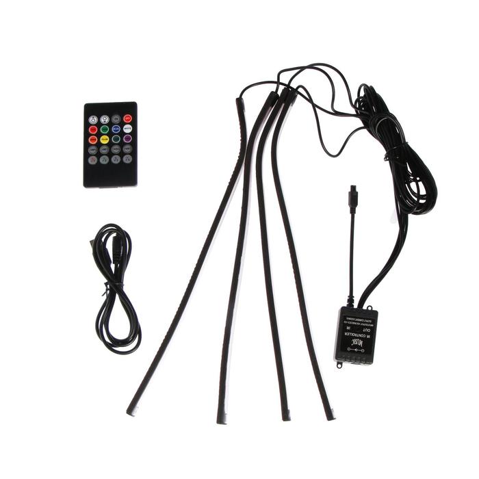 Подсветка салона 18 LED-5050, 32 см, пульт, светомузыка, мультисвет RGB, 4 шт
Подсветка салона 18 LED-5050, 32 см, пульт, светомузыка, мультисвет RGB, 4 шт