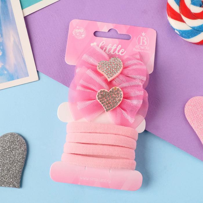 Набор для волос "Абель" (4 резинки, 2 зажима) сердечки полоски, 6х4,5 см, розовый
Набор для волос "Абель" (4 резинки, 2 зажима) сердечки полоски, 6х4,5 см, розовый