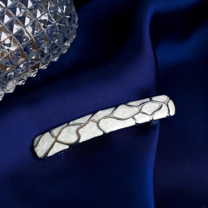 Заколка-автомат для волос "Лучиана" 6,5 см, серебристо-белый