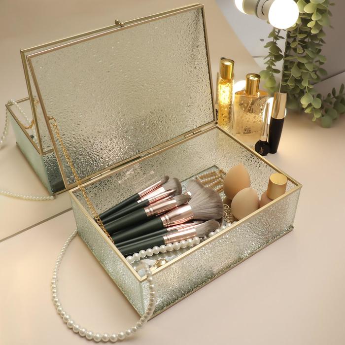 Органайзер для хранения косметических принадлежностей «Wet Glass», с крышкой, 1 секция, 25 × 18,3 × 8,6 см, цвет прозрачный/медный
Органайзер для хранения косметических принадлежностей «Wet Glass», с крышкой, 1 секция, 25 × 18,3 × 8,6 см, цвет прозрачный/медный