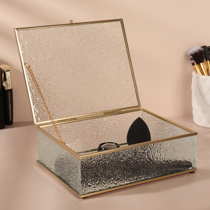 Органайзер для хранения косметических принадлежностей, с крышкой, 1 секция, 20 × 16,8 × 6,5 см, цвет прозрачный/медный
Органайзер для хранения косметических принадлежностей, с крышкой, 1 секция, 20 × 16,8 × 6,5 см, цвет прозрачный/медный