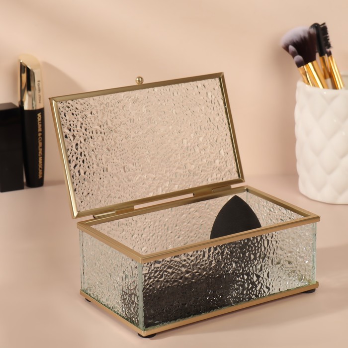 Органайзер для хранения косметических принадлежностей, с крышкой, 1 секция, 14,5 × 9,5 × 6 см, цвет прозрачный/медный
Органайзер для хранения косметических принадлежностей, с крышкой, 1 секция, 14,5 × 9,5 × 6 см, цвет прозрачный/медный