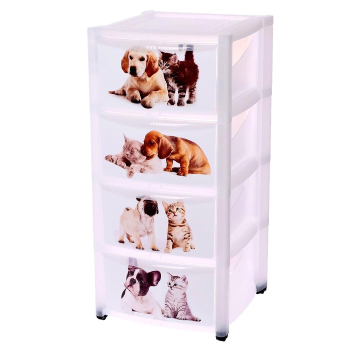 Комод «Домашние питомцы», на колёсиках, 4 выдвижных ящика, цвет МИКС
Комод «Домашние питомцы», на колёсиках, 4 выдвижных ящика, цвет МИКС