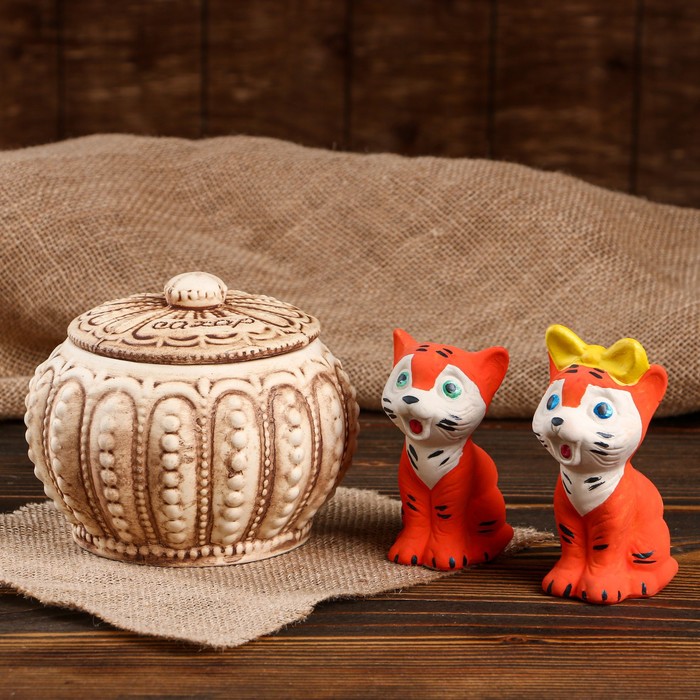 Набор для специй "Тигры", разноцветная, керамика, сахарница 0.8 л, фигурки 5х4.5х11 см, микс
Набор для специй "Тигры", разноцветная, керамика, сахарница 0.8 л, фигурки 5х4.5х11 см, микс