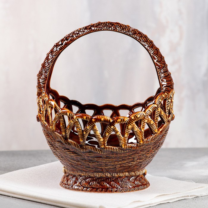 Конфетница "Корзина", плетёная, коричневая, овальная, керамика, 23 см
Конфетница "Корзина", плетёная, коричневая, овальная, керамика, 23 см