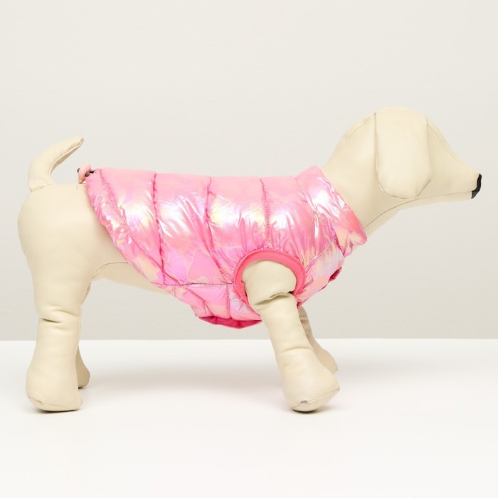 фото Куртка для собак двухсторонняя с утяжкой, размер 8 (дс 23 см, ог 30, ош22 см), розовая