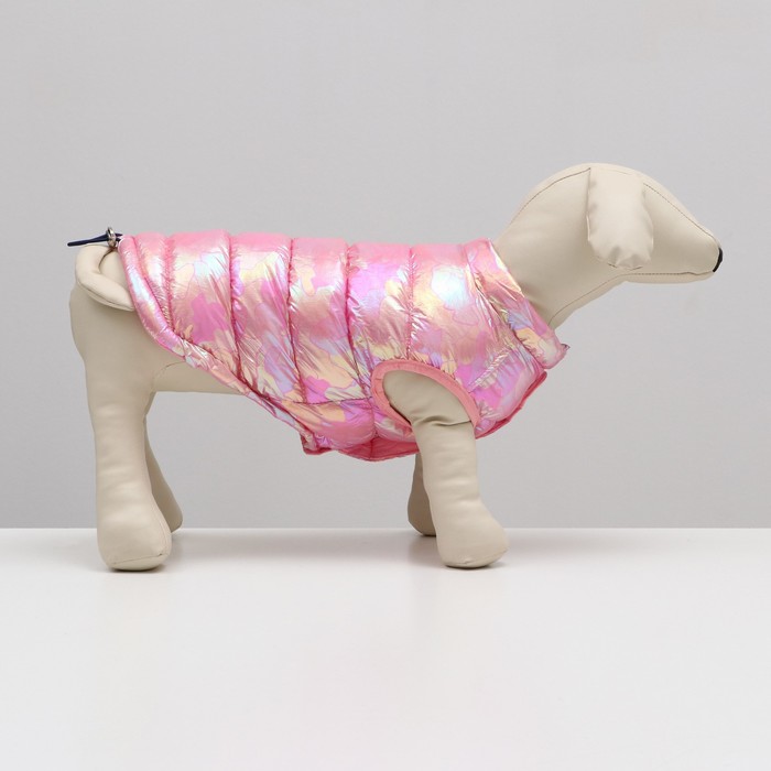 фото Куртка для собак двухсторонняя с утяжкой, размер 16 (дс 36 см, ог 46 см,ош 35 см),розовая
