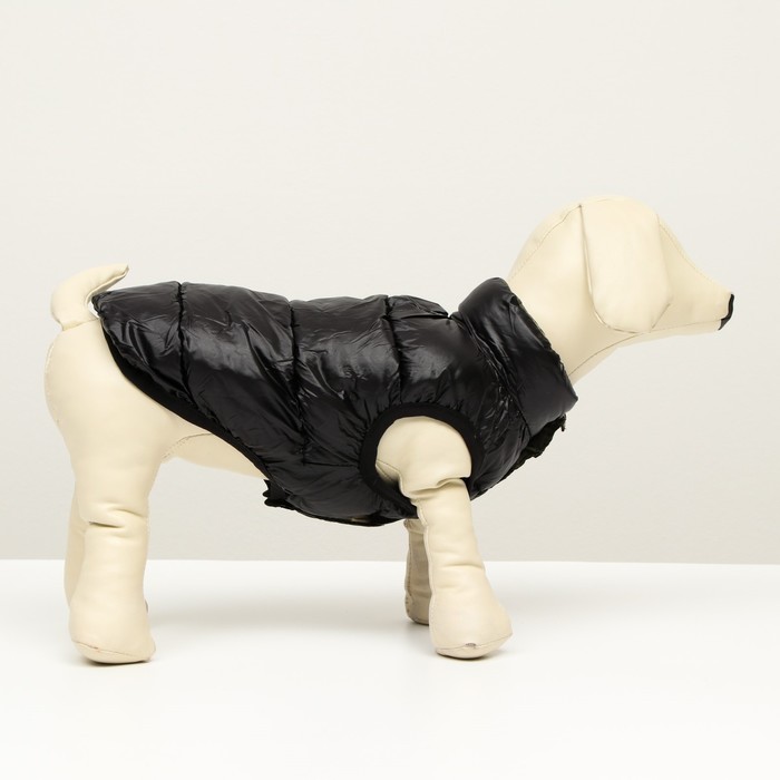фото Куртка для собак двухсторонняя с принтом, размер 8 (дс 23 см, ог 30, ош 22 см), чёрная