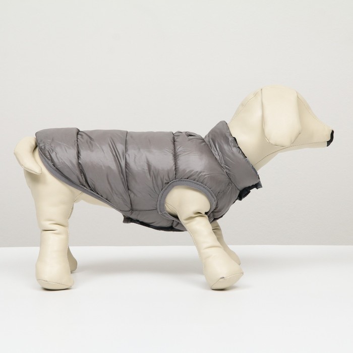 фото Куртка для собак двухсторонняя с принтом, размер 8 (дс 23 см, ог 30, ош 22 см), серая