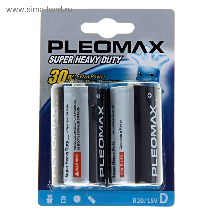 Батарейка солевая Pleomax Super Heavy Duty, D, R20-2BL, 1.5В, блистер, 2 шт.
Батарейка солевая Pleomax Super Heavy Duty, D, R20-2BL, 1.5В, блистер, 2 шт.