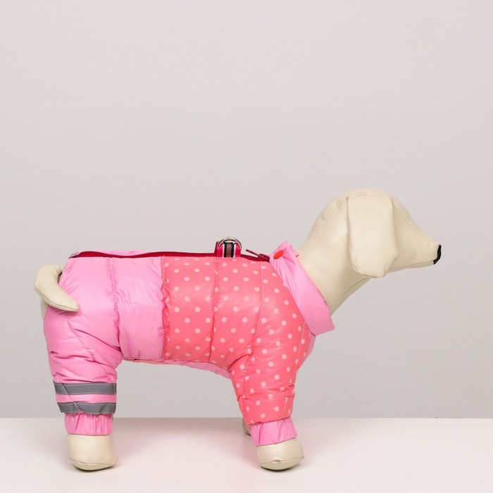 фото Комбинезон для собак "горошек", размер 14 (дс 27, ог 38, ош 30 см), розовый
