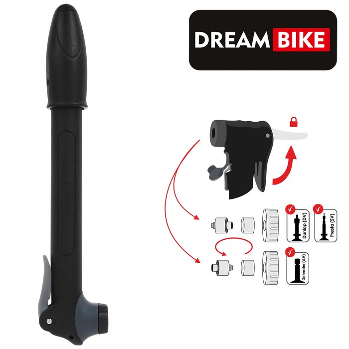 Насос ручной Dream Bike, цвет чёрный
Насос ручной Dream Bike, цвет чёрный
