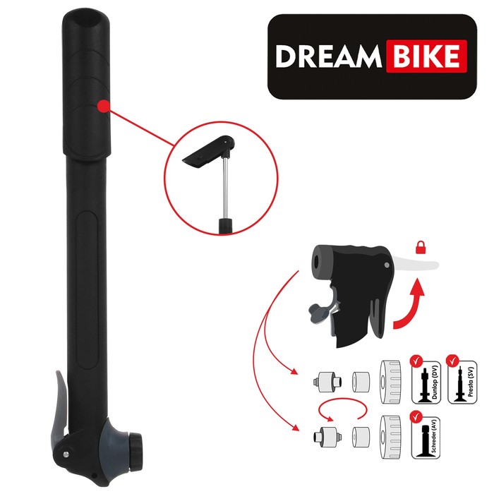 Насос ручной Dream Bike, цвет чёрный
Насос ручной Dream Bike, цвет чёрный