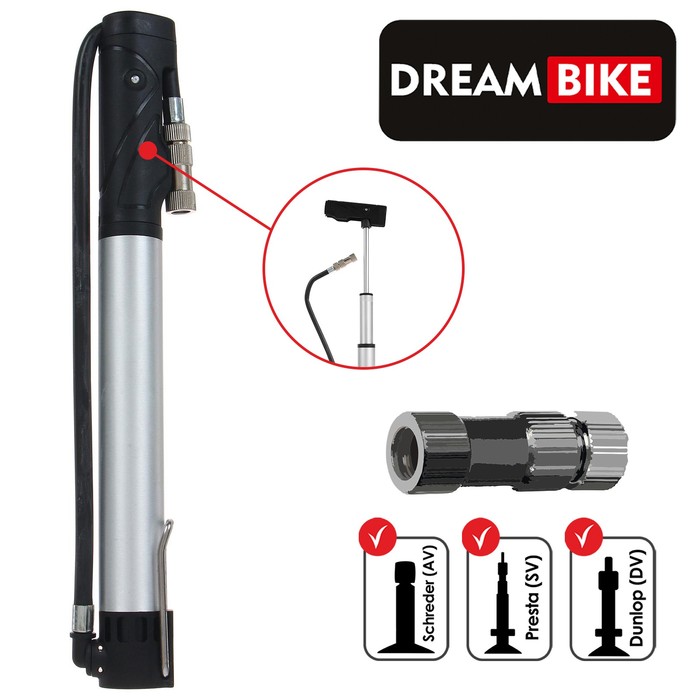 Насос телескопический Dream Bike, цвет серый
Насос телескопический Dream Bike, цвет серый
