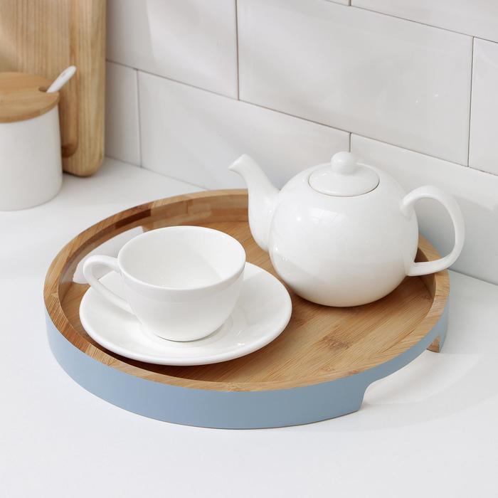 Поднос с ручками Heaven, d=28 см, бамбук, цвет МИКС 
Поднос с ручками Heaven, d=28 см, бамбук, цвет МИКС