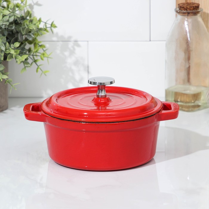 Кастрюля чугунная Volcano, 1 л, 21,5×17×11 см, для подачи, цвет красный
Кастрюля чугунная Volcano, 1 л, 21,5×17×11 см, для подачи, цвет красный